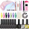 Lámpara de Uñas y Set de Esmaltes Más Vendidos de Amazon de 54W, Set Completo de Herramientas para Principiantes, Pegatinas y Accesorios para Uñas
