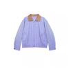 Jaqueta Masculina de Alta Qualidade com Ombreira Xadrez Azul, Gola de Couro Costurada, Design de Nicho, Marca Solta Tendência, Jaqueta Bonita Retrô