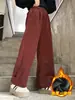 A1367 Pantalones Casuales Rectos de Terciopelo de una Pieza para Niños y Niñas de Invierno Pantalones Gruesos de Forro Polar Anchos Sueltos para Niños Grandes