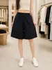 Pantalones Cortos de Algodón y Lino para Mujer en Verano, Pantalones Casuales de Pierna Ancha Sueltos de Cintura Alta para Mujer, Pantalones de Lino, Pantalones Versátiles de Pierna Recta de Cinco Puntos Fábrica
