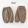 Pantalones Nuevos de Otoño e Invierno para Bebé Estilo Coreano a Rayas para Exterior Forro Polar Moda Infantil Cálidos Pantalones Deportivos 55565