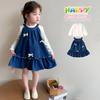 Vestido de niña Primavera 2025 Nuevo Estilo Vestido de Princesa con Tirantes para Niños Primavera y Otoño Traje de Vestido de Mezclilla para Bebé