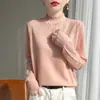 26 Nuevos Conjuntos de Moda Otoño e Invierno, Camiseta Interior de Encaje de Manga Larga con Cuello Semi-Alto Tejido para Mujer, Suéter Holgado Adelgazante