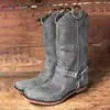 Botas de Cano Médio com Salto Baixo e Grosso para Comércio Exterior Transfronteiriço Botas de Cavaleiro Botas Unissex Masculinas e Femininas Botas de Tamanho Grande
