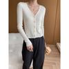 Cardigan de Tricô Sinan Estilo Francês Elegante de Alta Qualidade com Decote V e Botões Metálicos Modelo Novo Outono/Inverno 2026 Sn6276