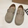 Zapatos Birkenstock de Cobertura Total Mismo Estilo Celebridad para Mujer 2026 Primavera/Otoño Nuevos Pisos de Moda Retro con Punta Redonda sin Cordones