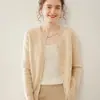 Nuevo Cárdigan de Cachemir de Cuello Redondo Otoño e Invierno para Mujer de Cachemir de Cabra Retro Tejido de Trenza Suelto Abrigo Suéter
