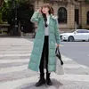Abrigo Largo de Algodón Hasta la Rodilla para Mujer 2026 Invierno Nuevo Estilo Coreano de Moda Ajustado con Capucha Chaqueta de Algodón Engrosada