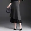 Falda de malla con estampado de lunares y patchwork, estilo sirena, colección otoño 2026 para mujer, corte ajustado, tiro alto, que se ciñe al cuerpo, de longitud media