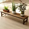 Estante para Flores de Madera Carbonizada de Múltiples Niveles para Interior Sala de Estar Exterior Patio al Aire Libre Banco Largo Anticorrosión Minimalista Balcón