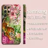 Funda de teléfono tipo acuarela estilo chino con tigre de la selva y flores, adecuada para Samsung S22 Ultra, funda de película ultrafina