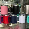 Taza de acero inoxidable 304 transfronteriza de 12 oz con asa, taza de café aislada para oficina, taza de agua para regalo de empresa al por mayor
