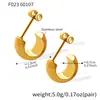 Aretes semicirculares en forma de C de metal nicho francés transfronterizo acero titanio chapado en oro real de 18K viento frío no se decoloran joyería al por mayor