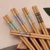 Novos Hashis de Bambu Mármore Cinco Cores High-end Saudável à Prova de Mofo Doméstico Hashis para Uma Pessoa Bom Pegador Hashis de Bambu Antiderrapante