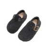 Zapatos tipo Birkenstock grises, con suela gruesa, que aumentan la altura, forrados de felpa para mujer, colección de invierno 2026, zapatos forrados de lana, adecuados para mujeres menudas, zapatos de algodón tipo Birkenstock cálidos y cómodos