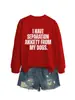 Blusa de Moletom Redonda com Estampa de Letras Simples da Amazon "Tenho Ansiedade de Separação" Camada Base