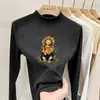 Blusa térmica infantil com forro de fleece, nova coleção outono/inverno 2026, estilo coreano, gola alta da moda, camiseta de manga comprida com forro de fleece