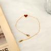 Tobillera de Corazón Rojo Amoroso Estilo Japonés y Coreano Simple Retro Acero de Titanio para Mujer Sin Decoloración Verano Miniatura Lujo Ligero Pies de Mujer