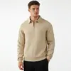 Camisa Polo de Jacquard Texturizado de Colores Sólidos con Botones, Estilo Nuevo, de Primavera y Otoño, Europea y Americana, con Cuello Discreto y Mangas Largas para Hombre