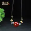 Cadena de Clavícula de Cinabrio Natural Cuentas Wanfu Cuentas de Transferencia Arena Granulada Arena de Cristal Arena de Rejalgar Collar del Año Animal Regalo