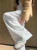 Pantalones de chándal grises para mujer 2026 Otoño e Invierno Forrados de felpa A prueba de viento Cálidos Ajustados de pierna ancha Casuales Sueltos Pantalones de chándal Pantalones hasta el suelo