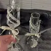 Estilo Sencillo Pedrería Flor Seca Copas para Brindar Copas de Champán Par Paquete de Materiales DIY Regalo de Boda Hecho a Mano Recién Casados