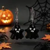 Popular en Europa y América: Set de Pendientes y Collar de Fantasmas Lindos en Negro, Blanco y Gris para Halloween, Set de Cadena para Clavícula de Fantasma 3D