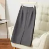 Novo Conjunto Primavera/Verão 2026 Saia Meia-Calça Feminina Média Simples Cintura Alta Reta Fenda nas Costas Justa ao Corpo