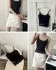 Camisola de Encaje Cepillado Patchwork Estilo Ballet con Copas Integradas de Principios de Otoño Chaleco Fino Versátil Top de Tirantes Finos Cómoda Capa Base