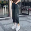 Jeans Harem Retrô Estilo Hong Kong Plus Size de Cintura Alta para Mulheres, Outono 2025, Elástico, Cobre o Quadril, Calça Dad Emagrecedora