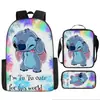 2024 Nueva Mochila Escolar de Stitch Set de Tres Piezas de Stitch Mochila con Dibujos Animados Impresos para Estudiante de Primaria Bolso de Hombro Estuche para Lápices traje