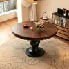 Columna romana americana mesa de comedor redonda francesa estilo vintage mesa de comedor de madera maciza para el hogar apartamento pequeño mesa de comedor redonda estilo retro