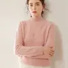 Suéter de cachemira de cuello medio alto para mujer, jersey de cuello alto, suéter base de cachemira, tejido de punto trenzado retro, ajuste ceñido, patrón de torsión