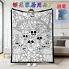 Manta Cruzada Amazon Novo Produto Artesanal Veludo Cristal Mais Vendido no Exterior Preto e Branco Manta Pai e Filho Halloween Peça Única 26 Peças para Colorir com Pincéis