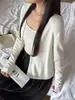 Cardigã de tricô Tencel com seda de amoreira branca, novo estilo para o início do outono feminino, modelagem solta, peça externa protetora do sol
