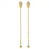 Pendientes Elegantes de Hilo para Oreja Estilo Coreano Estilo Ins Modelo Nuevo Incrustados con Diamantes Patrón de Espina de Pez Nube Acero de Titanio Chapado en Oro de 24K con Cierre de Rosca