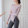 Ropa de Yoga Nueva de Canalé para Mujer Otoño e Invierno Transpirable Cómoda Fitness Ajustada Dividida Delgado Delgado Manga Larga Superior Mujer