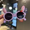 Óculos de Sol com Orelhas de Coelho Desenho Animado Menina Bebê Fofo Foto Menina Bebê Menina Fofa Crianças Óculos de Sol Polarizados Silicone Coelho