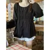 Camisa Elegante e Doce Picante de Manga Curta para Mulheres, Verão Plus Size, Valoriza Figuras Ligeiramente Cheinhas, Marca a Cintura, Cobre a Barriga, Top Tendência Este Ano