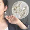 B212 verão novo geométrico redondo concha orelha joia estilo coreano e simples folha Pérola costura brincos femininos pendentes