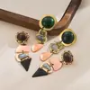 E14366 Diseño Vintage Transfronterizo con un Sentido de Lujo, Pendientes Largos Geométricos de Aleación, Accesorios para Orejas Exagerados
