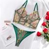 Somente Sob Medida - Novo Estilo Lindo Sutiã Costela de Peixe com Aro, Conjunto de Lingerie Modeladora com Formato Floral, Decote Profundo e que Mostra Bastante as Costas