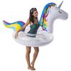 Venta al por mayor, nuevo anillo de natación inflable de PVC con lentejuelas y purpurina rosa de unicornio.