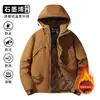 Explosões de Comércio Exterior Grafeno Quente e Confortável Roupas Rústicas Marca da Moda Capuz para Casais Corta-vento Impermeável Roupa de Montanhismo Jaqueta Acolchoada de Algodão
