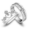 Japonês e coreano cobre branco banhado a prata jóias coroa anel de abertura feminina anel de casal ajustável anel de diamante criativo estoque de barraca