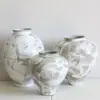Jarrón Cerámico Estilo Chino Nuevo Retro Blanco Barriga Redonda Adornos Cerámicos Zen Inserción de Flores Flor Seca Decoración para Casa de Huéspedes Florero