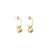 Pendientes de Acero Inoxidable con Perlas Redondas de Acero y Titanio para Comercio Exterior Transfronterizo, Pendientes de Bolas de Acero Versátiles de Moda para Mujer Fabricante