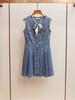 Shenzhen Nanyou Roupas Femininas de Alta Qualidade Outono Novo Estilo Francês Vintage Acessório de Pérola Vestido Jeans de Botão Único