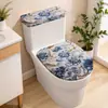Funda de Inodoro de Tela de Mármol con Flores de Plantas Transfronterizas Juego de 2 Piezas Cubierta Protectora de Baño para el Hogar Fabricante Venta al por Mayor