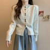 Dulce y Estilo Western Spice Girls Nuevo Invierno Cuello Redondo Holgado Abrigo Suéter para Mujeres Pequeñas Adelgazante Retro Suéter de Punto para Mujeres